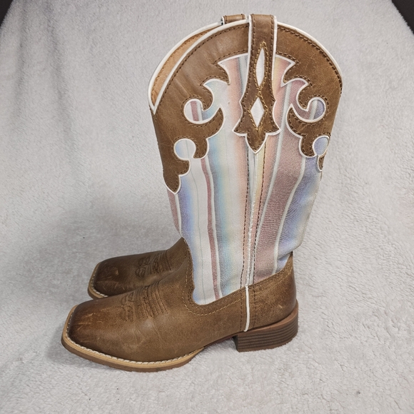 Justin LATTIE WHEAT Womens 6.5B Western Cowboy Boots L2967 Leather Square Toe - Picture 7 of 16